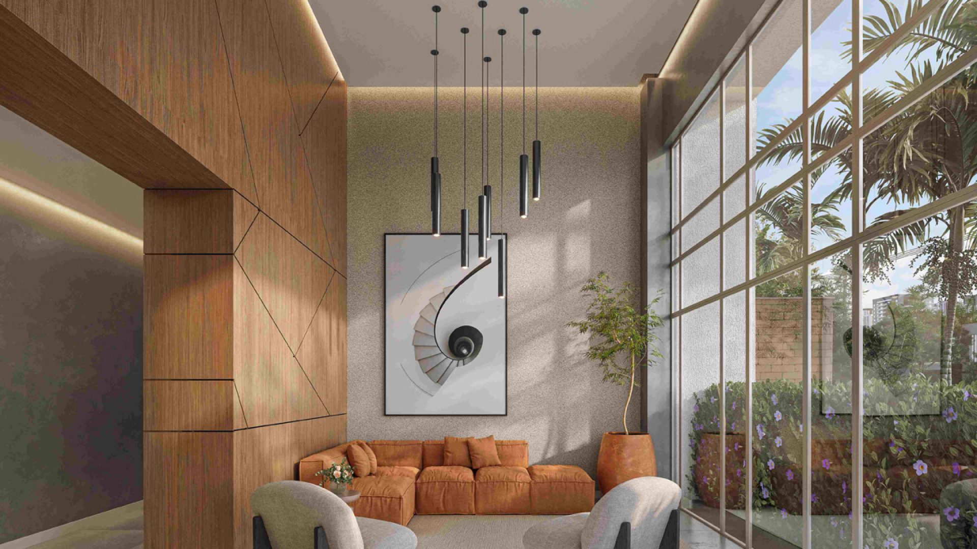 09 - PERSPECTIVA ILUSTRADA DO LOBBY COM PÉ-DIREITO DUPLO