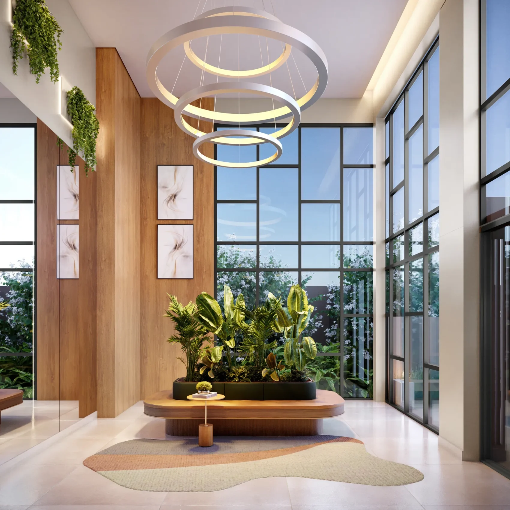 11 - PERSPECTIVA ILUSTRADA DO LOBBY COM PÉ-DIREITO DUPLO