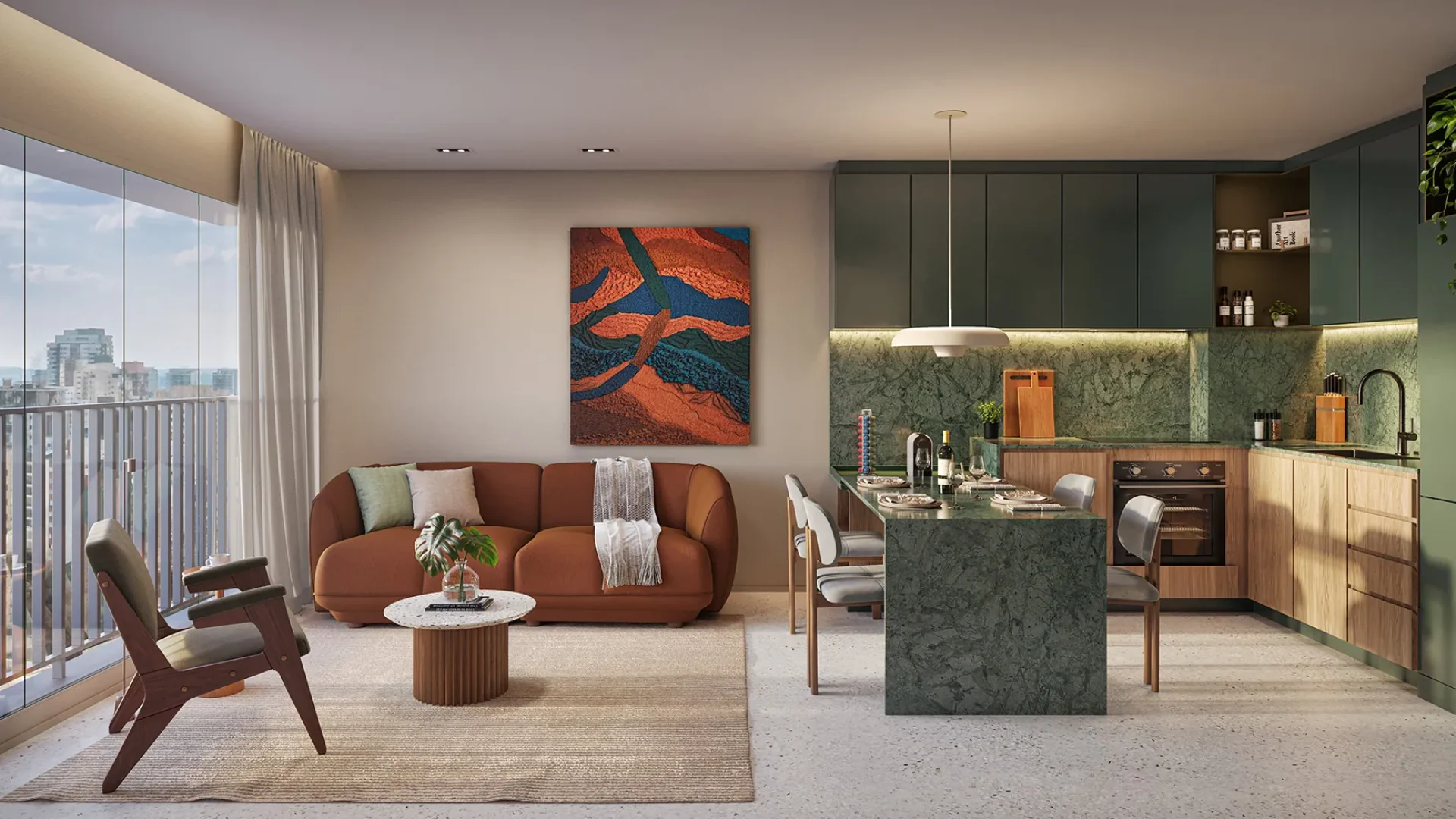 21 - PERSPECTIVA ILUSTRADA DO LIVING DE 1 DORM 41M²_DECORADO - FINAL