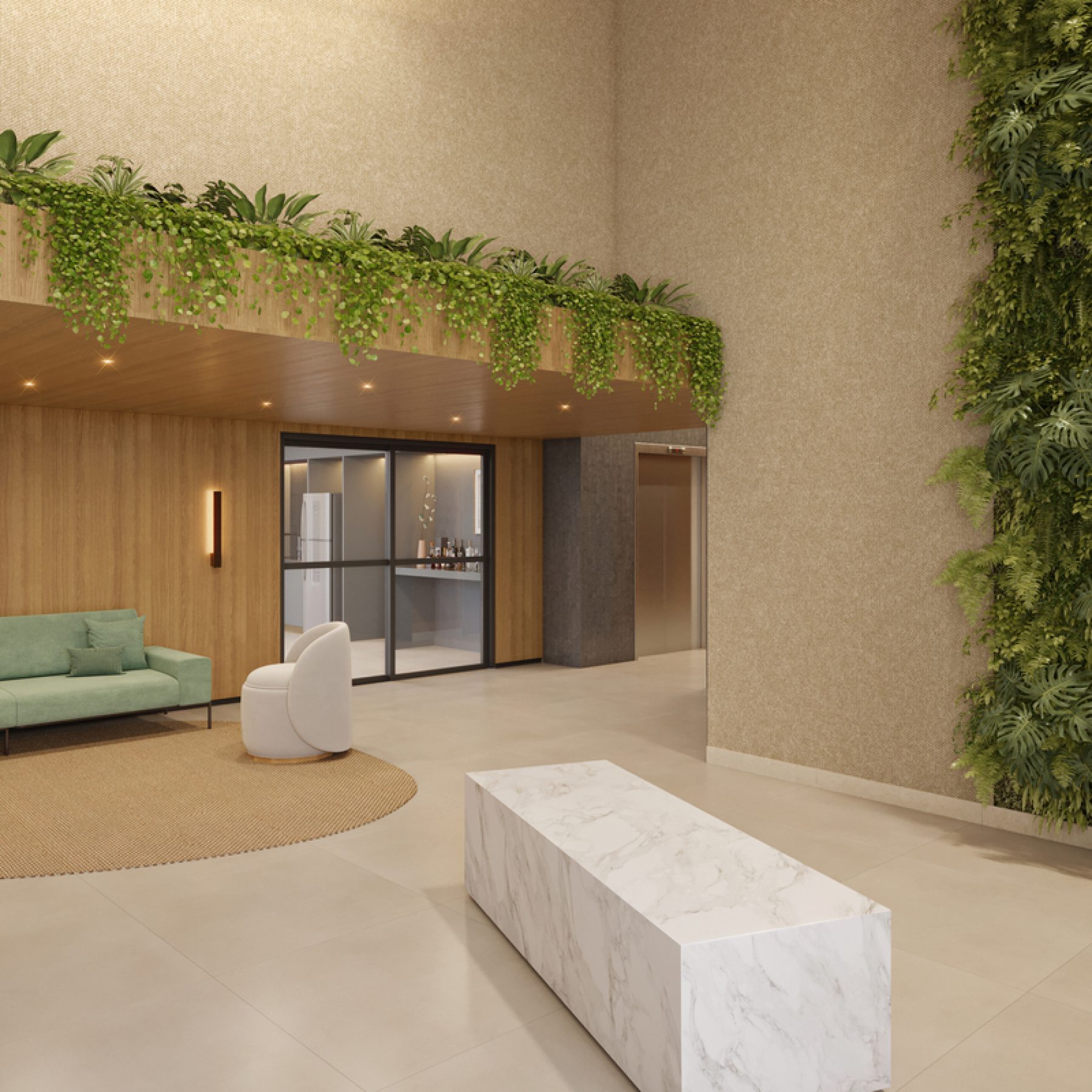 BENX SONETO CASEMIRO_ PERSPECTIVA LOBBY COM PÉ-DIREITO DUPLO