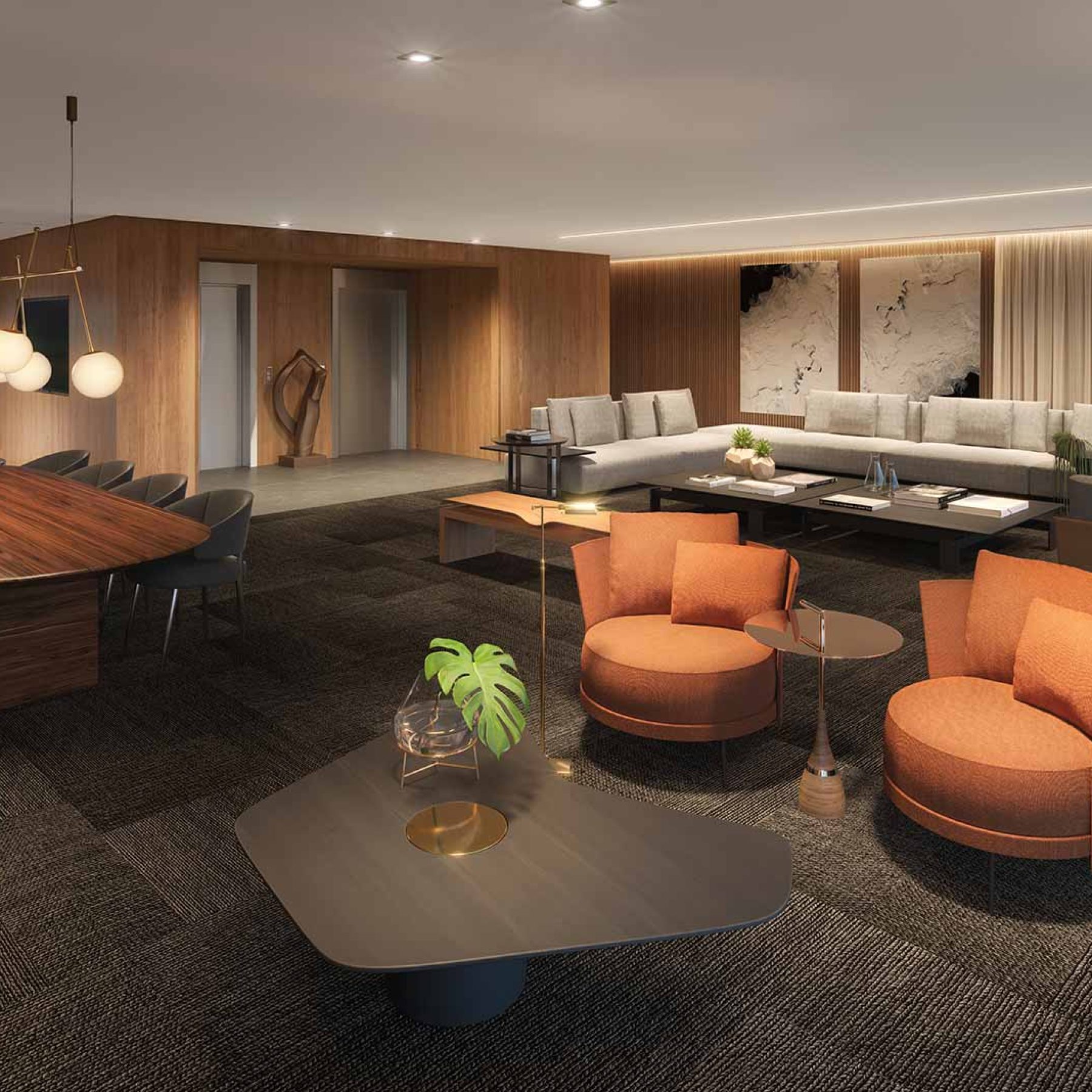 PARQUE GLOBAL │ TORRE IBIRAPUERA │ LIVING DO APARTAMENTO DE 329M2